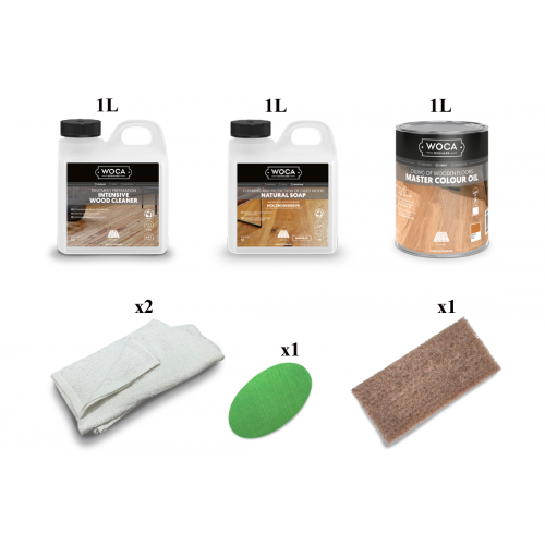 Kit Saving: DC028 (a) Woca Master Colour Oil, natural, floor, Furnishings or other surfaces less than 5m2, work by hand  (DC)
